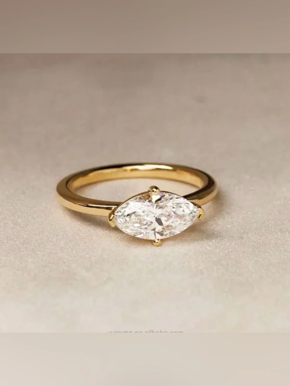 14k Gold Marquise Cut 1 Ct. Moissanite Ring
